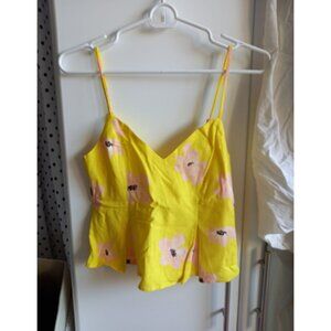 ZARA NEW yellow floral tank with spaghetti strap